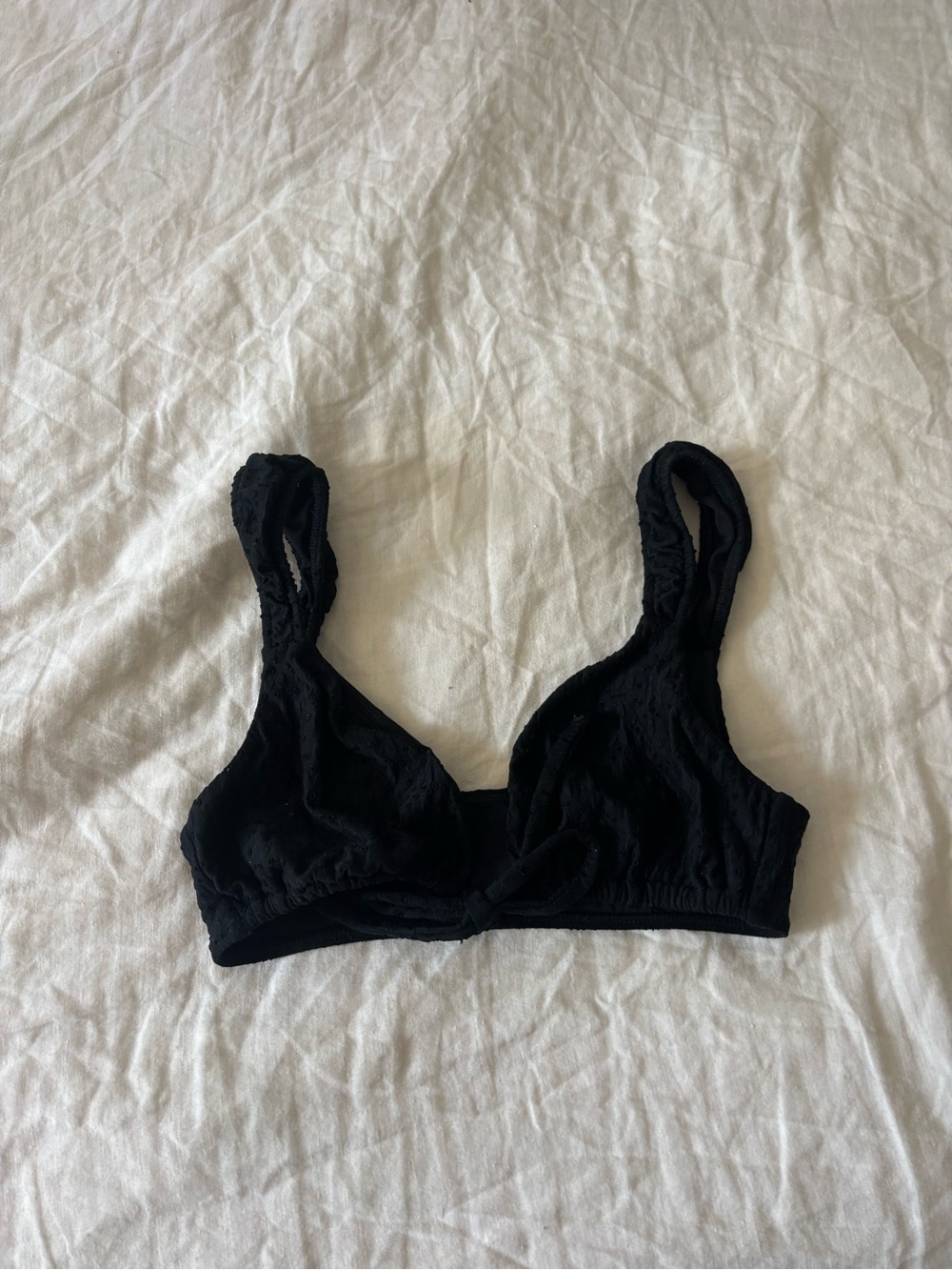 Black tie front bikini top